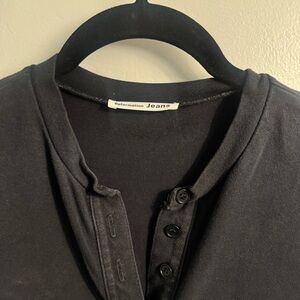 Reformation Black Henley Bodysuit